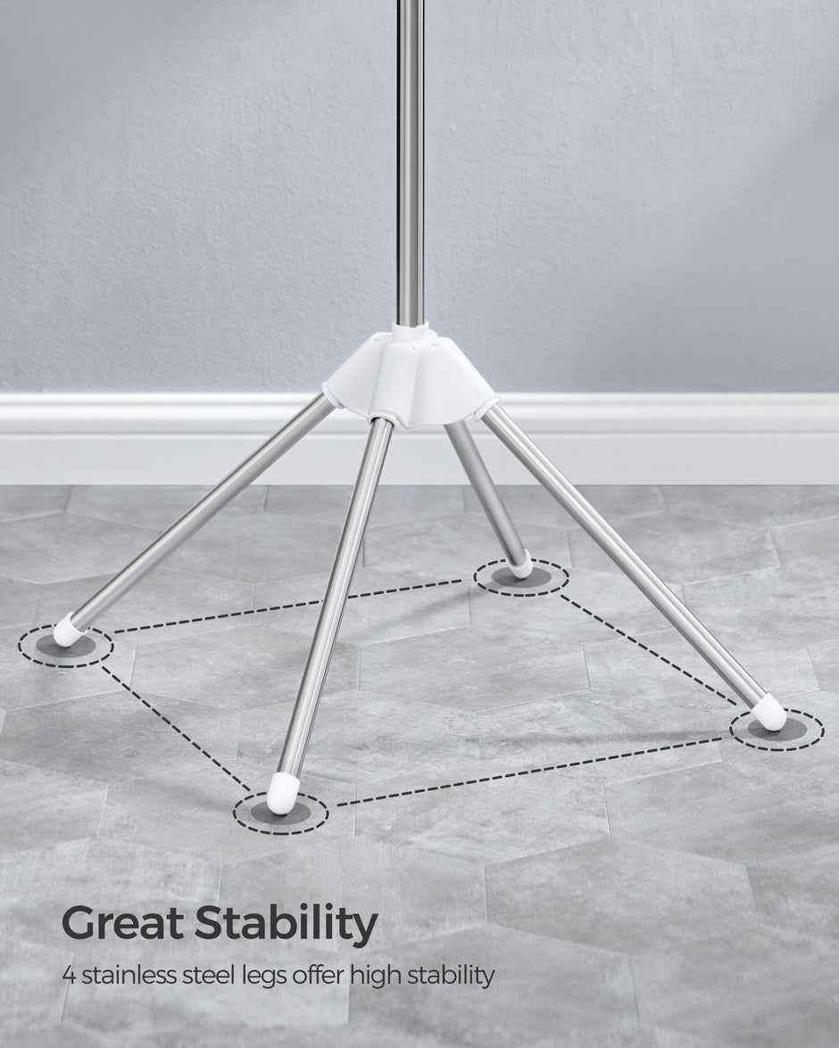 Clothes Drying Rack – Stainless Steel – Silver – Foldable Indoor Rotary Design with 3 Arms