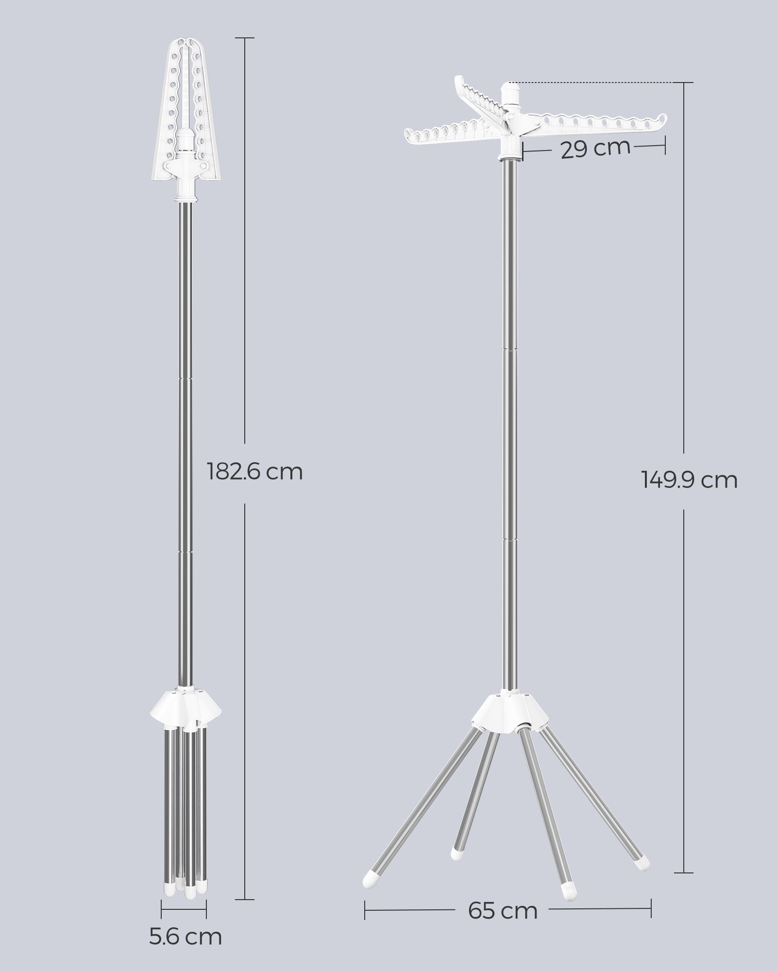 Clothes Drying Rack – Stainless Steel – Silver – Foldable Indoor Rotary Design with 3 Arms