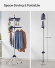 Folding Clothes Drying Rack – Stainless Steel – Blue and Silver – 3 Rotatable Arms, Indoor Use