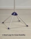 Folding Clothes Drying Rack – Stainless Steel – Blue and Silver – 3 Rotatable Arms, Indoor Use