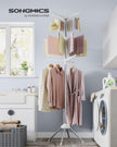 Folding Laundry Rack – Stainless Steel – White and Silver – 11 Rotatable Arms