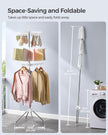 Folding Laundry Rack – Stainless Steel – White and Silver – 11 Rotatable Arms