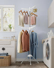 Clothes Airer – Stainless Steel – White and Silver – 6 Rotatable Arms, Space-Saving Design
