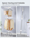 Clothes Airer – Stainless Steel – White and Silver – 6 Rotatable Arms, Space-Saving Design