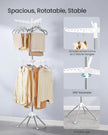 Clothes Airer – Stainless Steel – White and Silver – 6 Rotatable Arms, Space-Saving Design