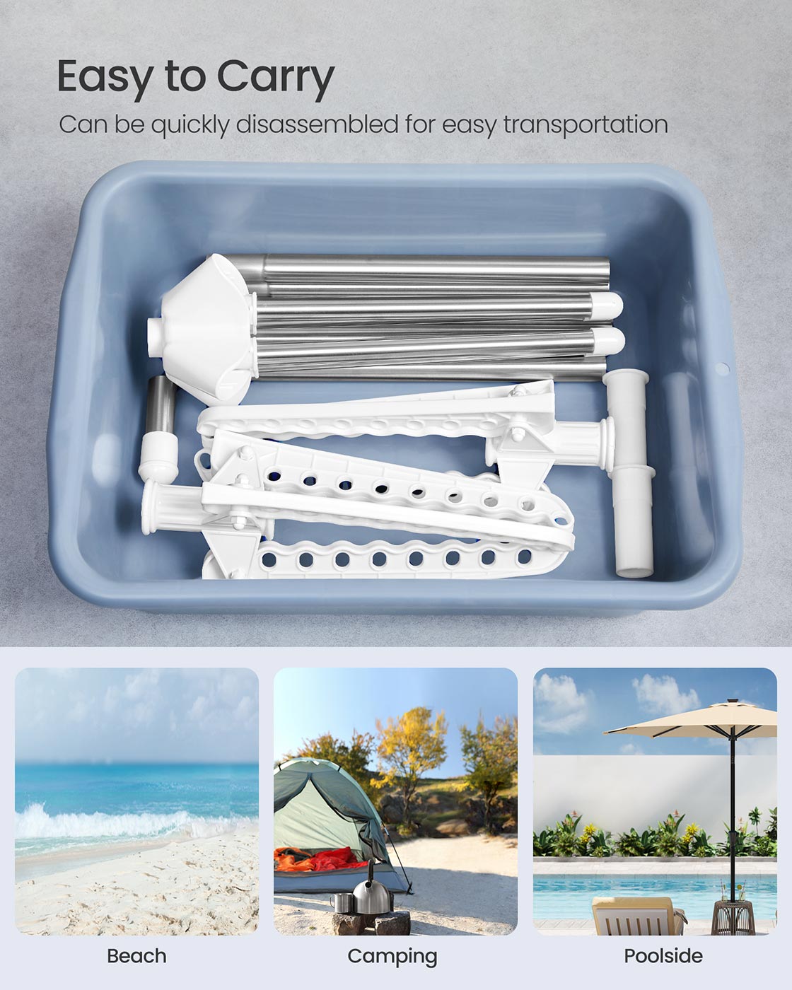 Clothes Airer – Stainless Steel – White and Silver – 6 Rotatable Arms, Space-Saving Design