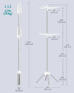 Clothes Airer – Stainless Steel – White and Silver – 6 Rotatable Arms, Space-Saving Design