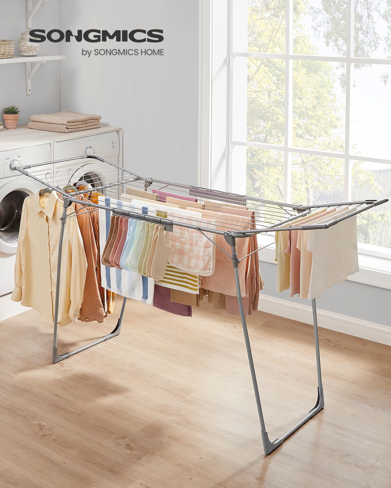 Winged Clothes Airer – Metal – Space-Saving – Includes Sock Clips