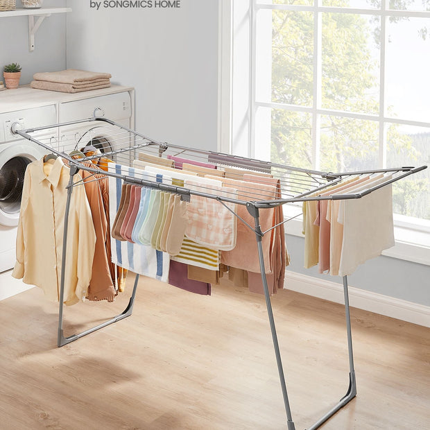 Winged Clothes Airer – Metal – Space-Saving – Includes Sock Clips