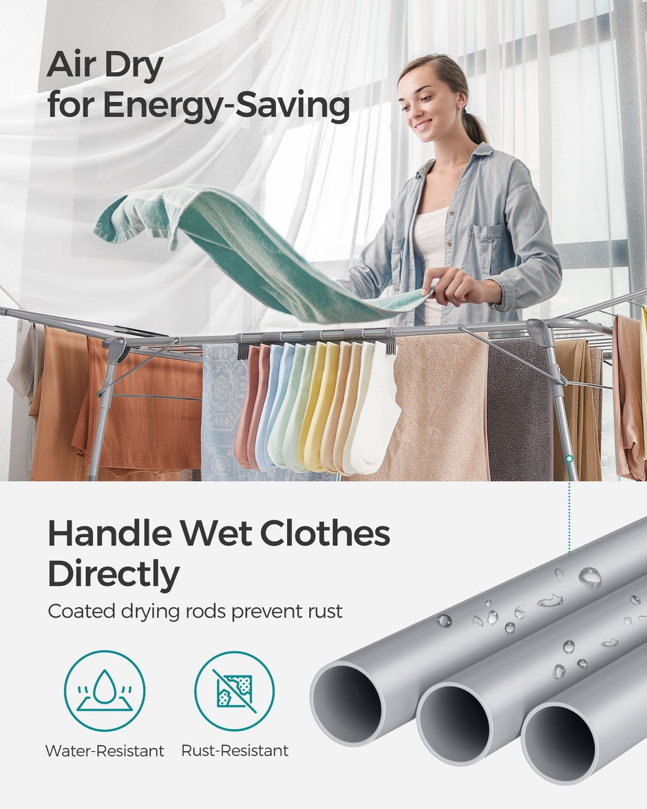 Winged Clothes Airer – Metal – Space-Saving – Includes Sock Clips