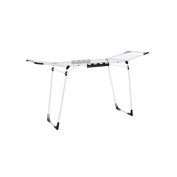 Winged Clothes Drying Rack – Metal – Silver – Space-Saving Design with Sock Clips