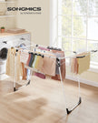 Winged Clothes Drying Rack – Metal – Silver – Space-Saving Design with Sock Clips