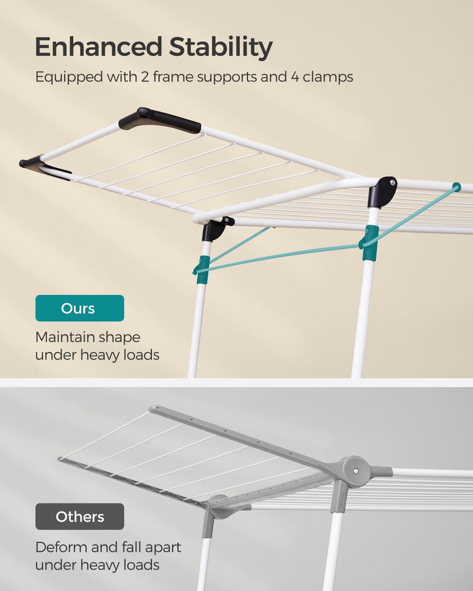 Winged Clothes Drying Rack – Metal – Silver – Space-Saving Design with Sock Clips