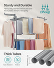 4-Tier Clothes Airer – Stainless Steel – Grey – Foldable and Moveable with Folding Wings