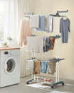 4-Tier Clothes Drying Rack – Stainless Steel – Grey – Foldable and Moveable Design