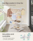 4-Tier Clothes Drying Rack – Stainless Steel – Cloud White – Foldable with Expandable Wings for Indoor/Outdoor Use