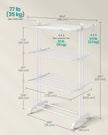 4-Tier Clothes Drying Rack – Stainless Steel – Cloud White – Foldable with Expandable Wings for Indoor/Outdoor Use