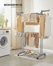 Large Clothes Drying Rack – Stainless Steel – Dove Grey – Foldable and Moveable with 4 Tiers