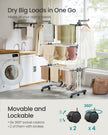 Foldable Clothes Airer – Stainless Steel – Grey – 4-Tier Moveable Design