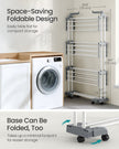 Foldable Clothes Airer – Stainless Steel – Grey – 4-Tier Moveable Design