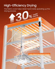 Heated Clothes Airer – Aluminium Alloy – Silver – Foldable with Fabric Cover and Control Panel