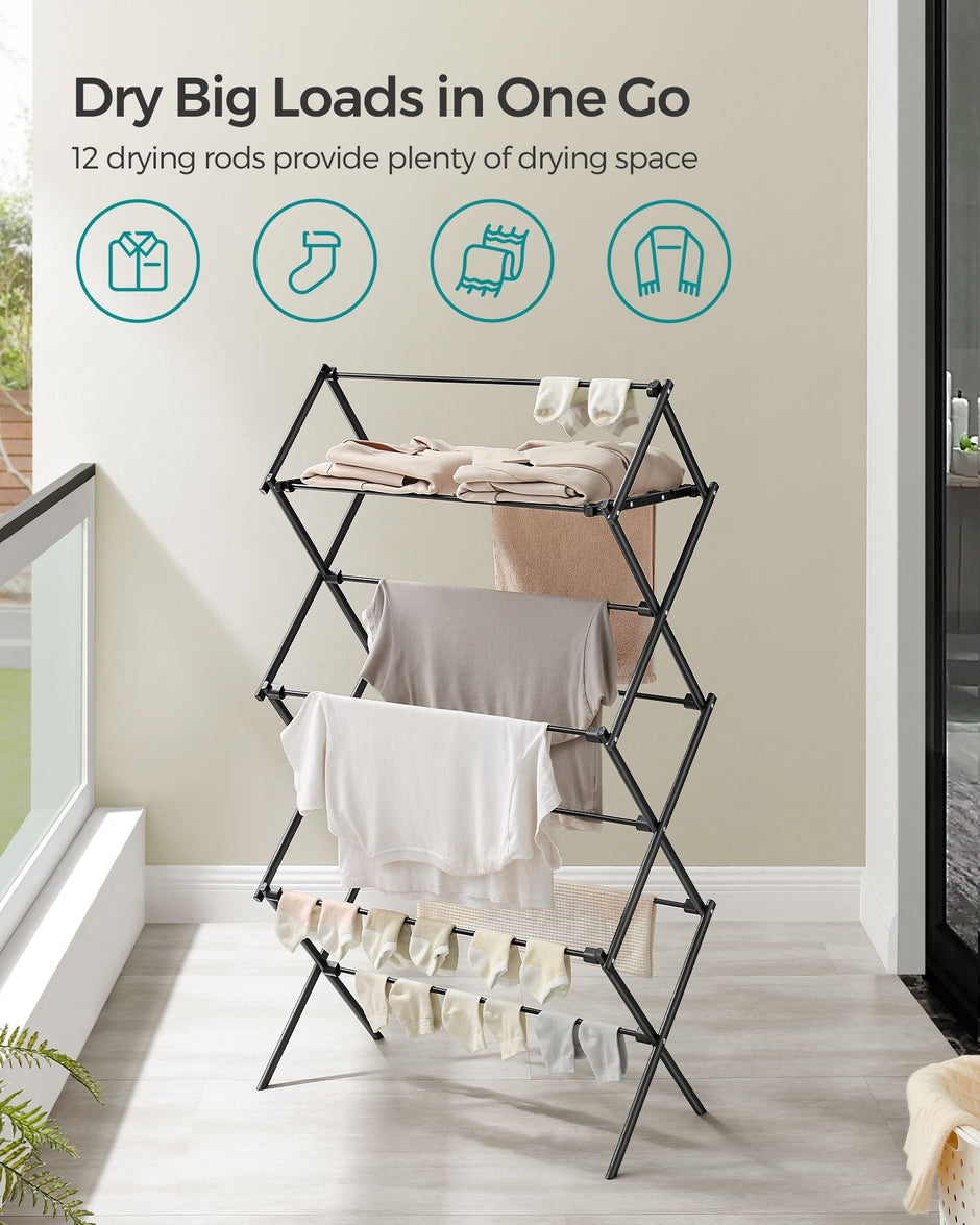 Foldable Clothes Airer – Steel – White – Compact Design for Indoor and Outdoor Use