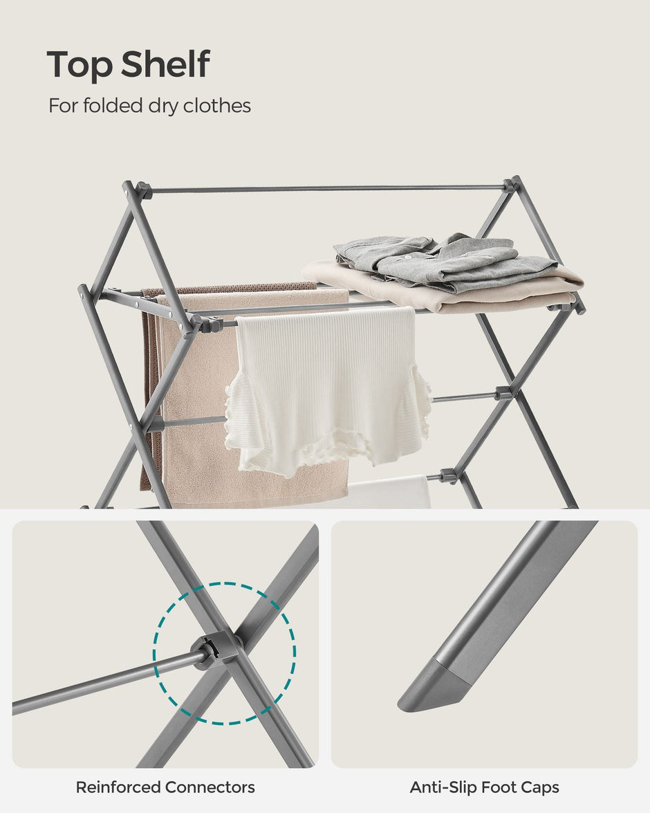 Foldable Clothes Airer – Steel – Dove Grey – Compact and Easy Assembly for Indoor/Outdoor Use
