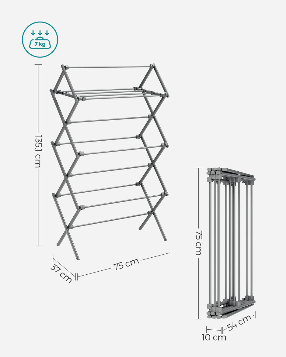 Foldable Clothes Airer – Steel – Dove Grey – Compact and Easy Assembly for Indoor/Outdoor Use