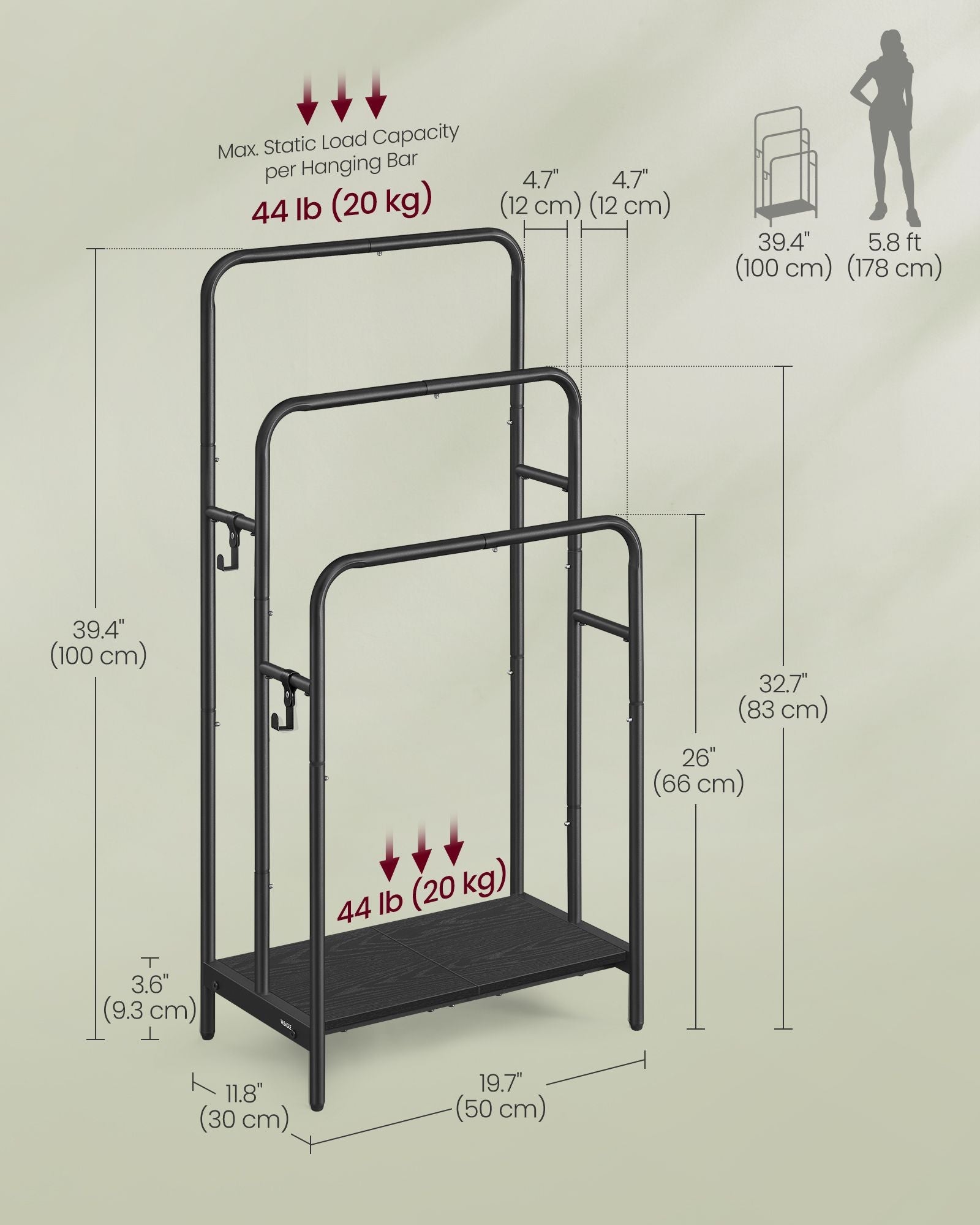 Freestanding Towel Rack – Metal – Ink Black and Ebony Black – 3-Bar with 2 Hooks and Storage Shelf