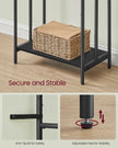 Freestanding Towel Rack – Metal – Ink Black and Ebony Black – 3-Bar with 2 Hooks and Storage Shelf