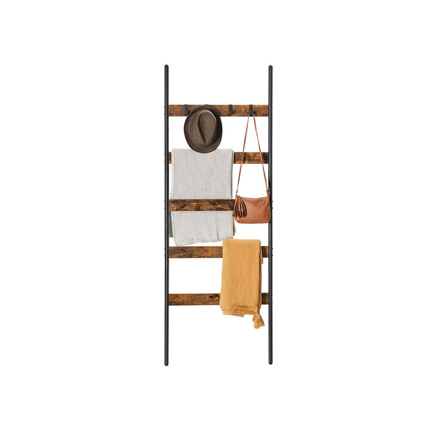 5-Tier Ladder Shelf – Steel – Rustic Brown and Black – Industrial Style