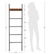 Blanket Ladder – Metal and Wood – Rustic Brown and Black – 5-Tier with Hooks and Space-Saving Design