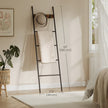 5-Tier Ladder Shelf – Metal – Black – Space-Saving with 4 Removable Hooks