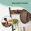 5-Tier Ladder Shelf – Metal – Black – Space-Saving with 4 Removable Hooks