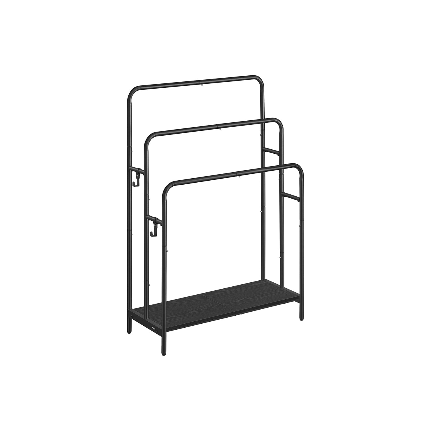 Freestanding Towel Rack – Metal – Ink Black and Ebony Black – 3-Bar with 2 Hooks