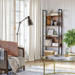 5-Tier Bookcase – Steel – Rustic Brown and Black – Stable Structure