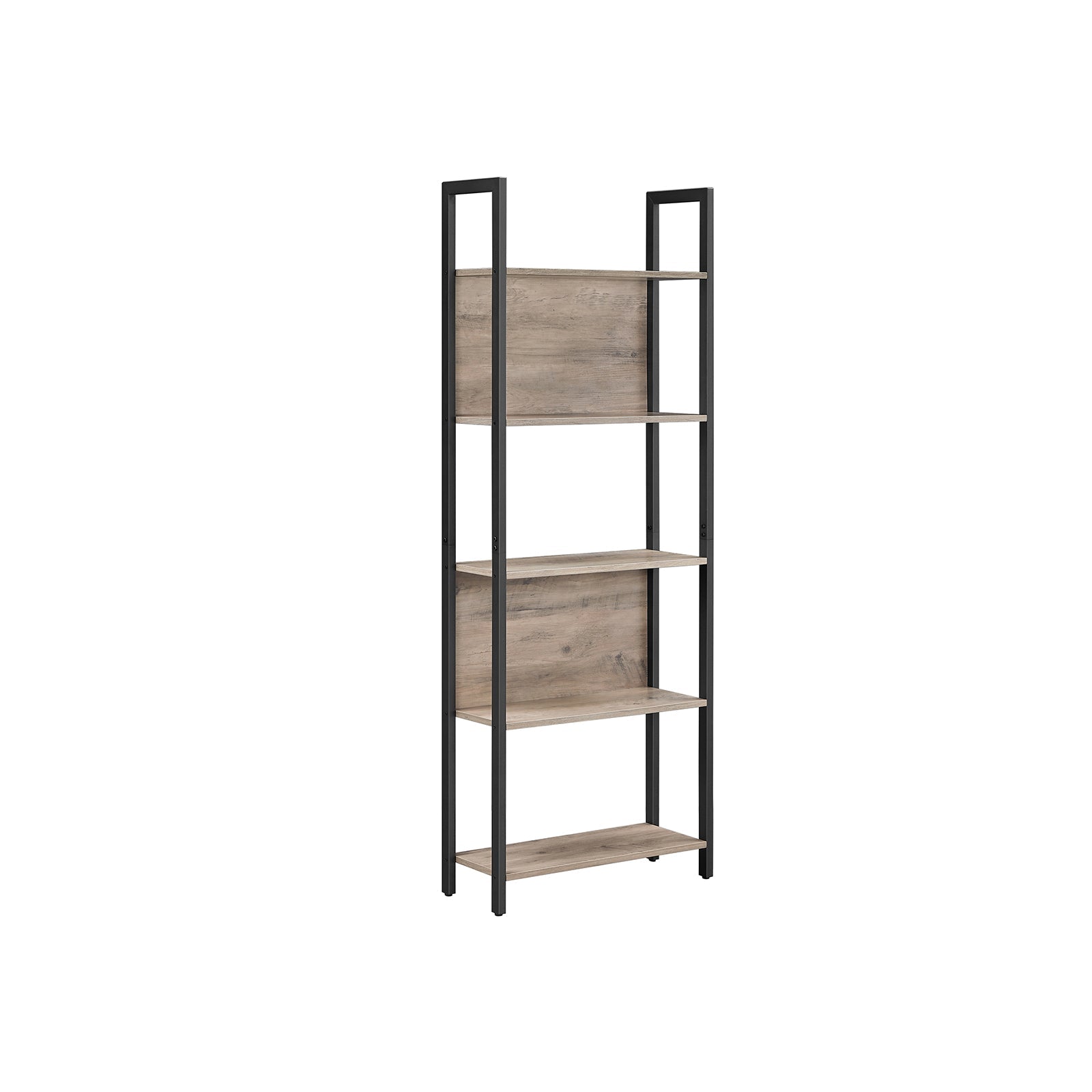 Bookshelf – Steel – Rustic Brown and Black – 5 Shelves, Stable Structure, Industrial Style