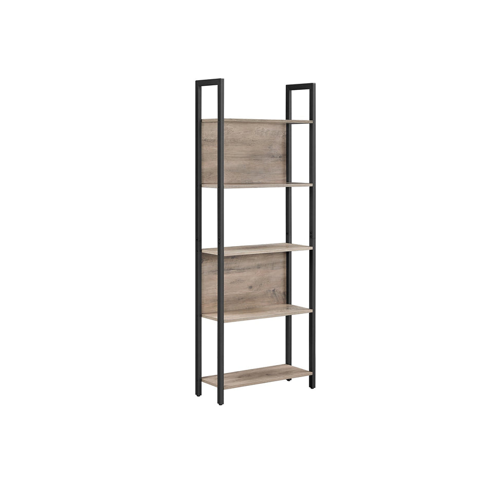 5-Tier Bookcase – Steel – Rustic Brown and Black – Stable Structure