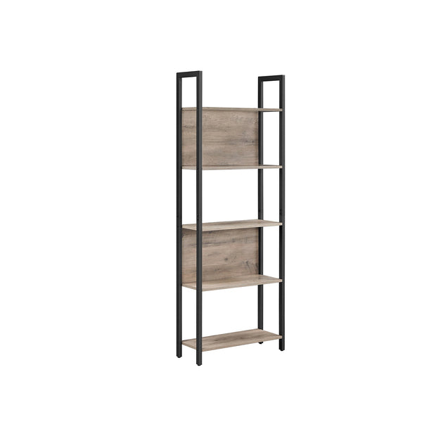 5-Tier Bookcase – Steel – Rustic Brown and Black – Stable Structure