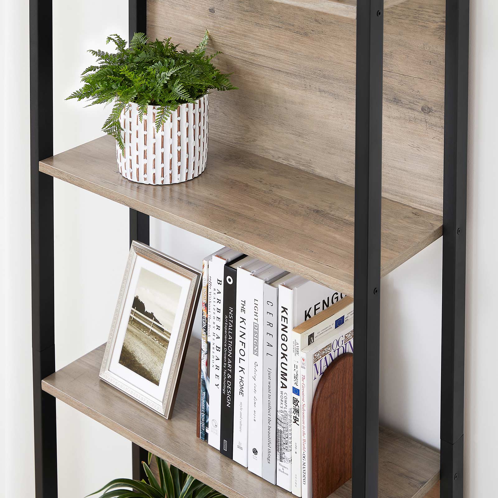 Bookshelf – Steel – Rustic Brown and Black – 5 Shelves, Stable Structure, Industrial Style