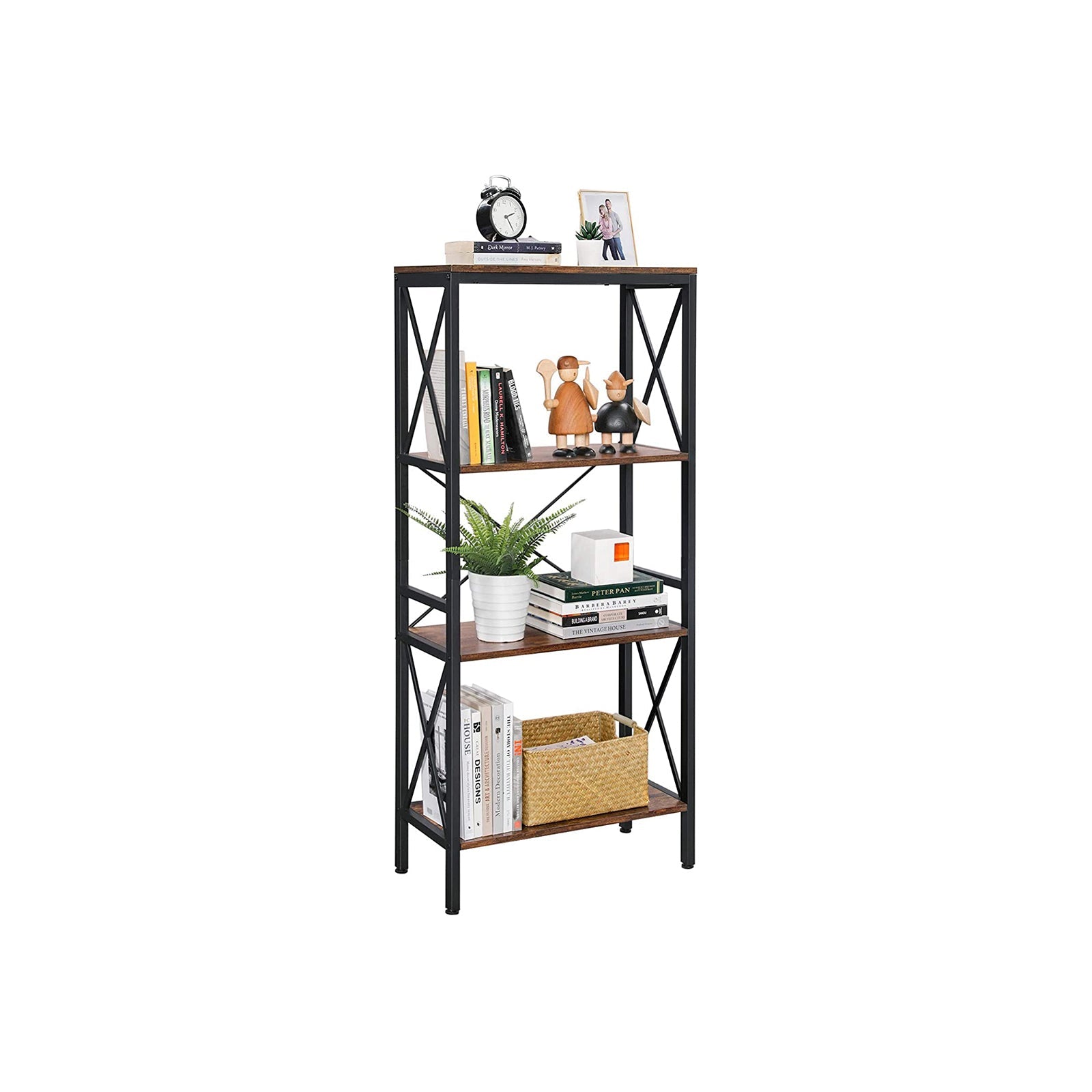 Ladder Rack – Steel – Rustic Brown and Black – 4 Open Shelves