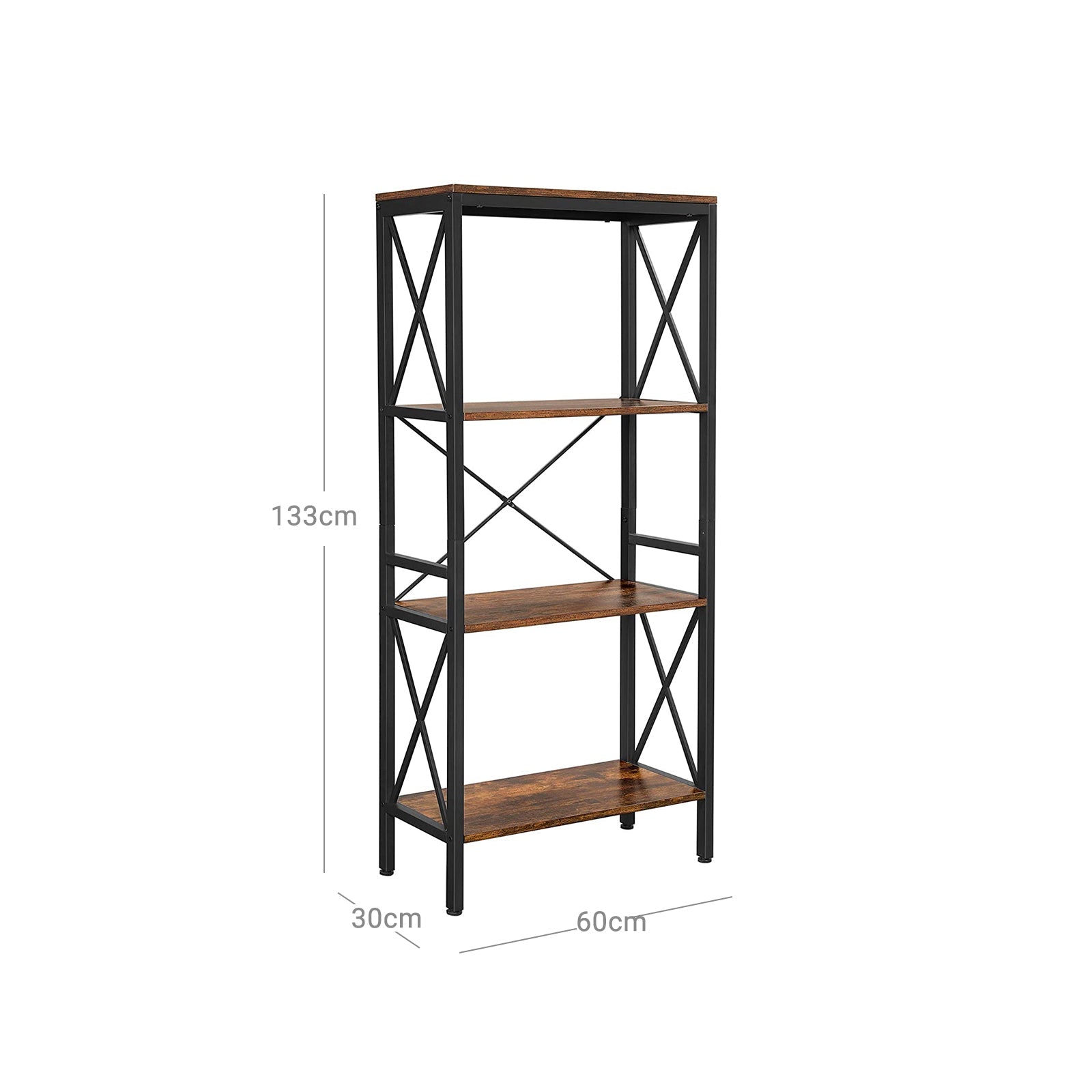 Ladder Rack – Steel – Rustic Brown and Black – 4 Open Shelves