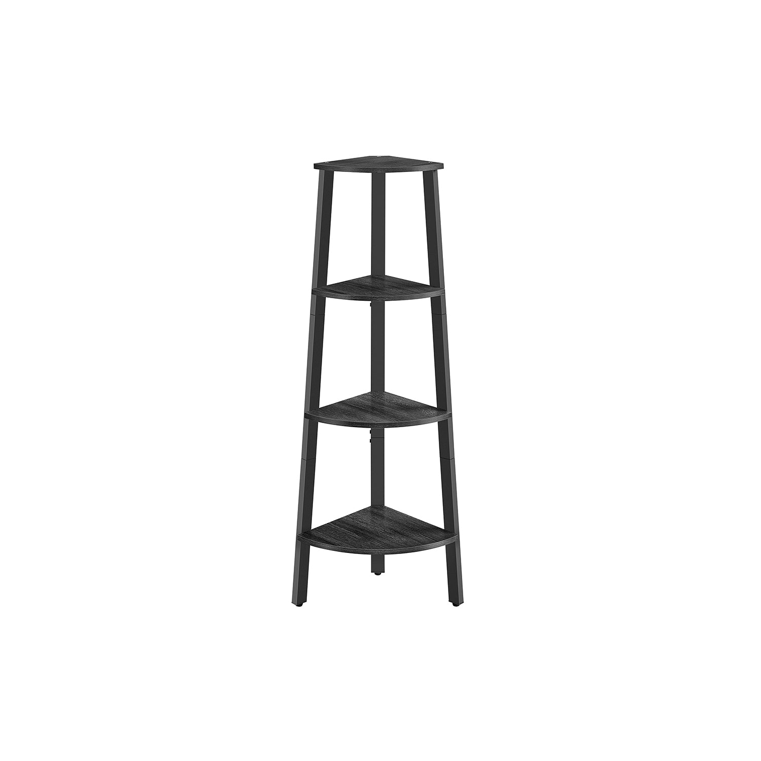 4-Tier Corner Shelf Unit – Engineered Wood – Charcoal Gray and Matte Black – Industrial Design