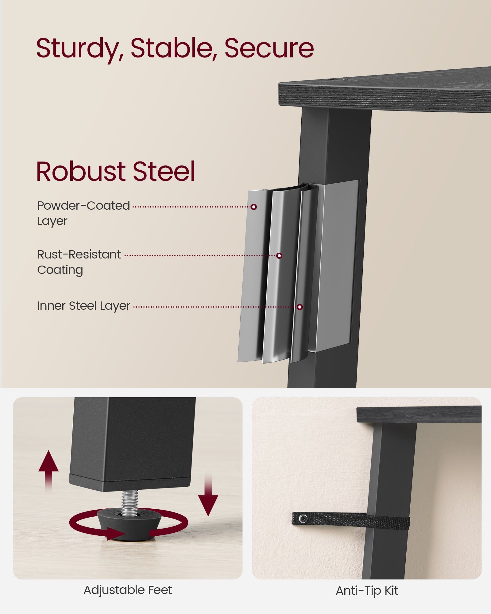 4-Tier Corner Shelf Unit – Engineered Wood – Charcoal Gray and Matte Black – Industrial Design