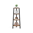 Corner Shelf Rack – Wood – Rustic Brown – 4-Tier Industrial Design