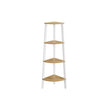 4-Tier Corner Shelf Unit – Natural Oak and Matte White – Industrial Style Organizer for Home and Living Spaces