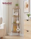 4-Tier Corner Shelf Unit – Natural Oak and Matte White – Industrial Style Organizer for Home and Living Spaces