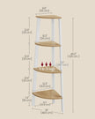 4-Tier Corner Shelf Unit – Natural Oak and Matte White – Industrial Style Organizer for Home and Living Spaces
