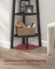 5-Tier Corner Shelf Unit – Wood and Metal – Charcoal Gray and Matte Black – Industrial Design