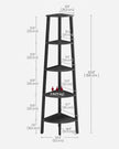 5-Tier Corner Shelf Unit – Wood and Metal – Charcoal Gray and Matte Black – Industrial Design